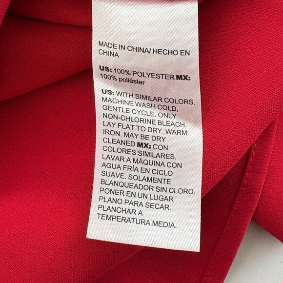 Chicos Ruffle Front Button Up Blouse Size 2 US 12 Red V Neck Sparkle Trim Top - Picture 9 of 12